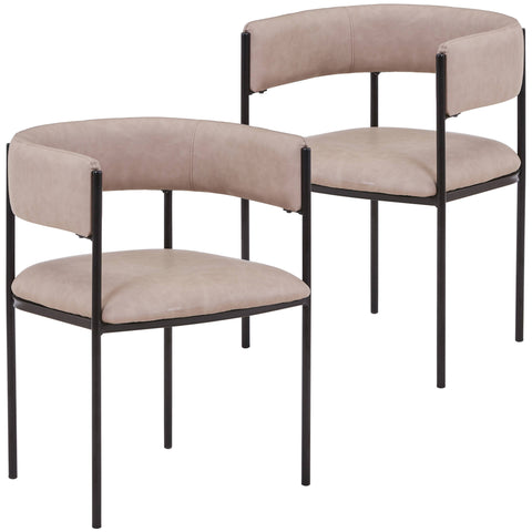 Cyril Dining Chair in Leather/Velvet with Open Back Design and Powder-Coated Iron Frame Set of 2