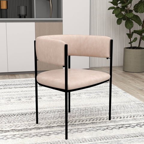 Cyril Dining Chair in Leather/Velvet with Open Back Design and Powder-Coated Iron Frame Set of 2