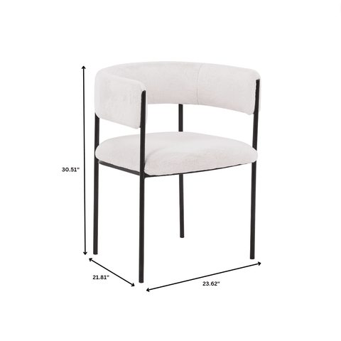 Cyril Dining Chair in Leather or Velvet with Open Back Design and Powder-Coated Iron Frame