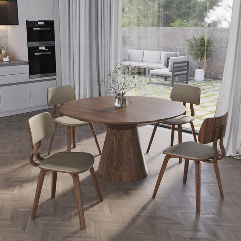 Clivo Modern Wooden Dining Chair With Walnut Color Frame