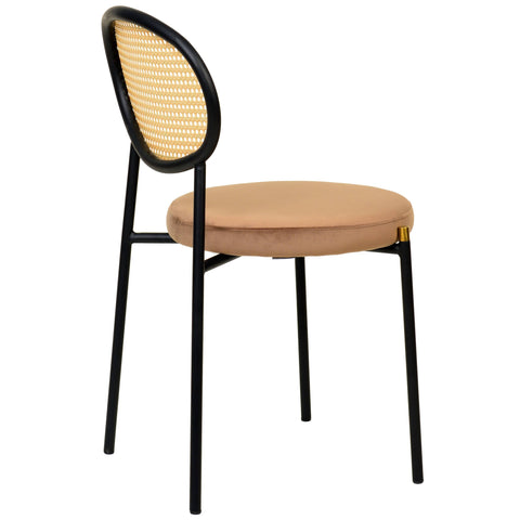 Euston Modern Wicker Dining Chair with Round Velvet Seat Set of 4