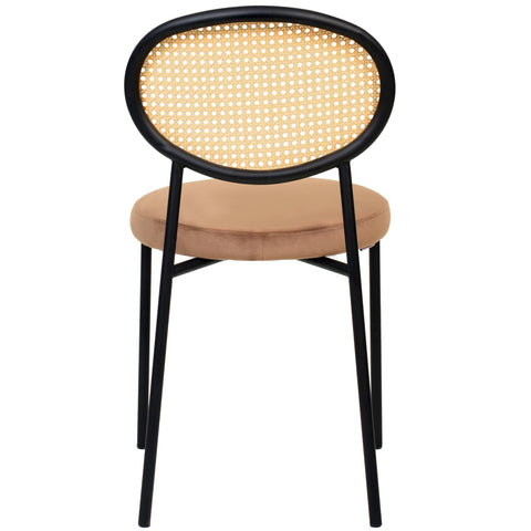 Euston Modern Wicker Dining Chair with Round Velvet Seat Set of 4