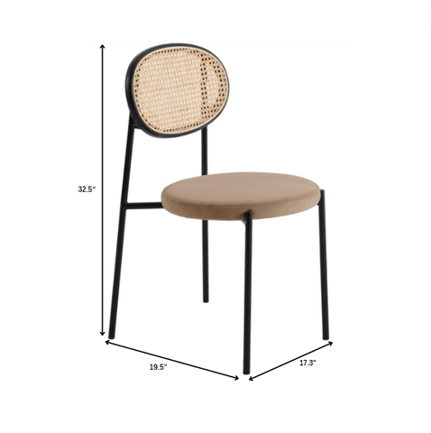 Euston Modern Wicker Dining Chair with Round Velvet Seat Set of 4