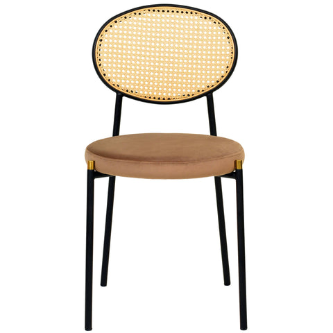 Euston Modern Wicker Dining Chair with Round Velvet Seat Set of 4