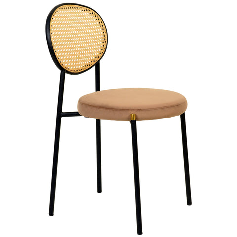 Euston Modern Wicker Dining Chair with Round Velvet Seat Set of 4