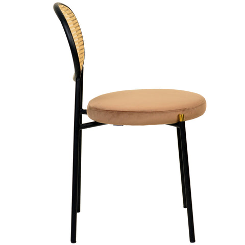 Euston Modern Upholstered Dining Chair with Round Wicker/Velvet Back Style