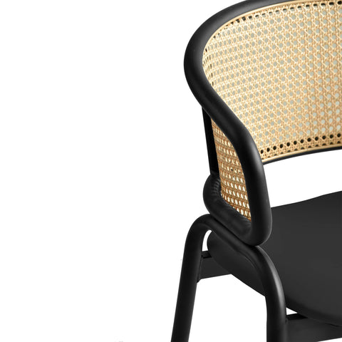 Ervilla Leather Upholstered Dining Armchair With Wicker Back