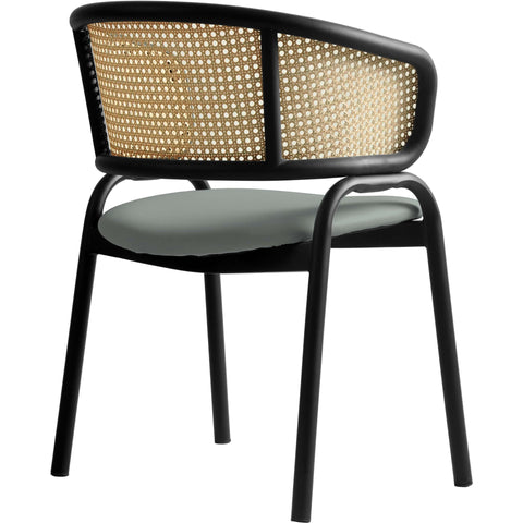 Ervilla Leather Upholstered Dining Armchair With Wicker Back