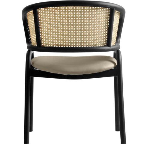 Ervilla Leather Upholstered Dining Armchair With Wicker Back