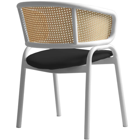 Ervilla Modern Dining Chair with White Frame and Steel Legs