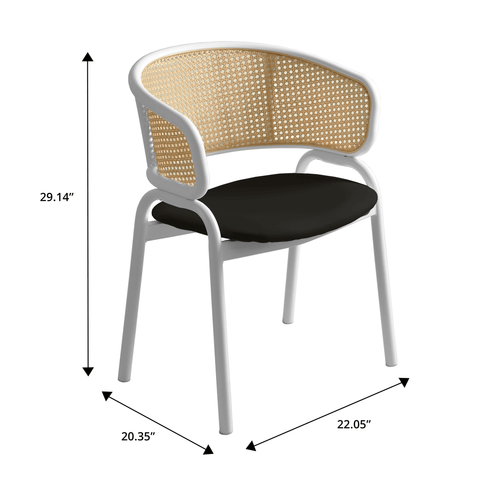 Ervilla Modern Dining Chair with White Frame and Steel Legs