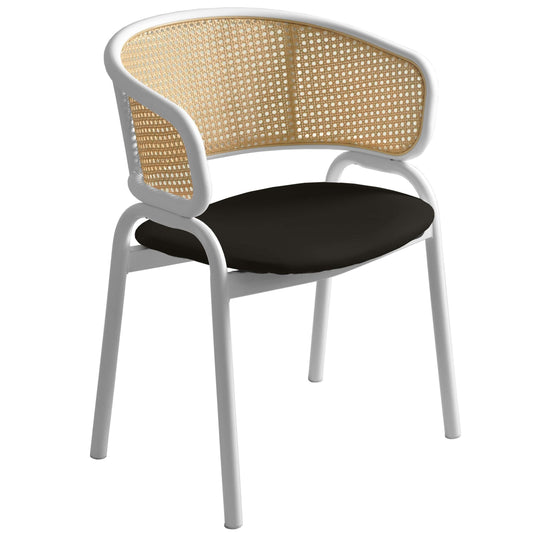 Ervilla Modern Dining Chair with White Frame and Steel Legs