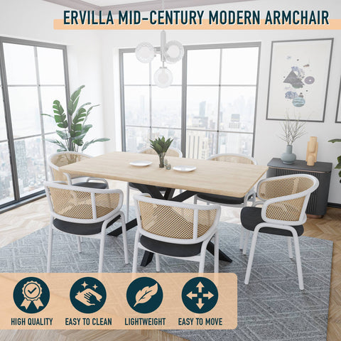 Ervilla Modern Dining Chair with White Frame and Steel Legs