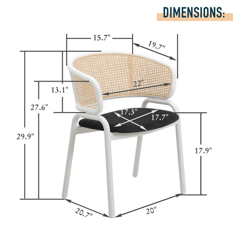 Ervilla Modern Dining Chair with White Frame and Steel Legs