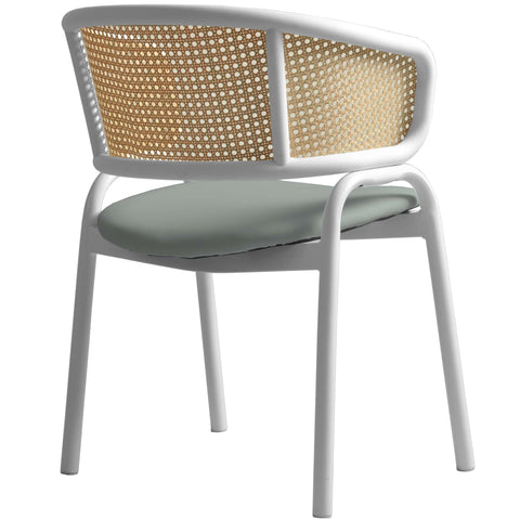 Ervilla Modern Dining Chair with White Frame and Steel Legs