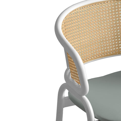 Ervilla Modern Dining Chair with White Frame and Steel Legs