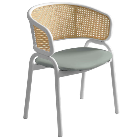 Ervilla Modern Dining Chair with White Frame and Steel Legs