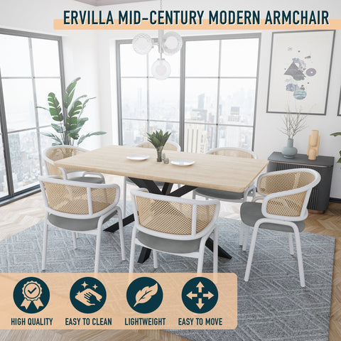 Ervilla Modern Dining Chair with White Frame and Steel Legs