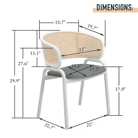 Ervilla Modern Dining Chair with White Frame and Steel Legs