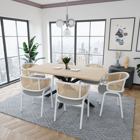 Ervilla Modern Dining Chair with White Frame and Steel Legs