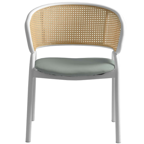 Ervilla Modern Dining Chair with White Frame and Steel Legs