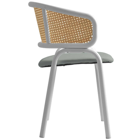 Ervilla Modern Dining Chair with White Frame and Steel Legs