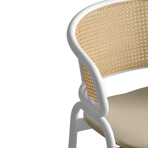 Ervilla Modern Dining Chair with White Frame and Steel Legs