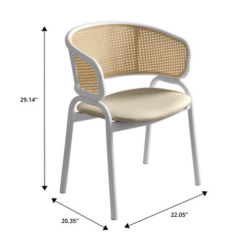 Ervilla Modern Dining Chair with White Frame and Steel Legs