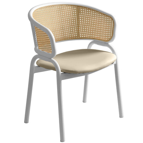 Ervilla Modern Dining Chair with White Frame and Steel Legs