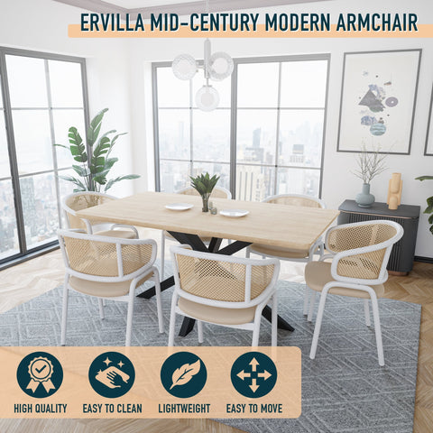 Ervilla Modern Dining Chair with White Frame and Steel Legs