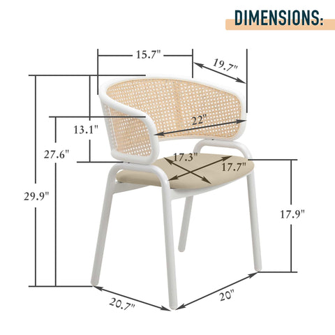 Ervilla Modern Dining Chair with White Frame and Steel Legs