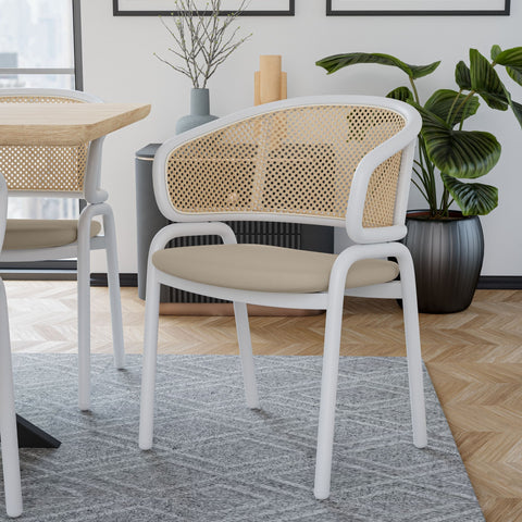 Ervilla Modern Dining Chair with White Frame and Steel Legs