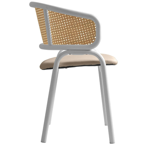 Ervilla Modern Dining Chair with White Frame and Steel Legs