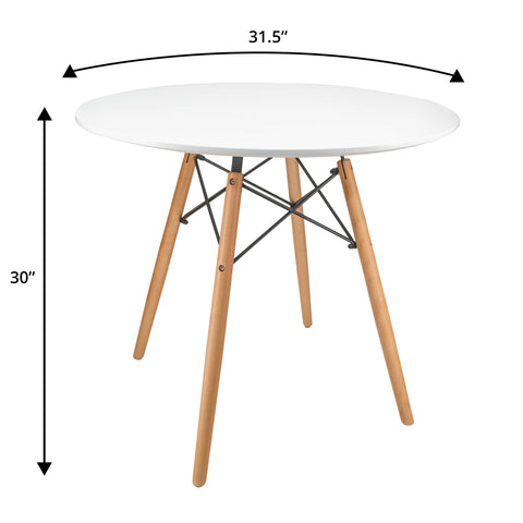 Dover 3-Piece Dining Set with Round White MDF Top Bistro Table and 2 Plastic Chairs