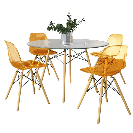 Dover Modern 5-Piece Dining Set with 4 Plastic Chairs