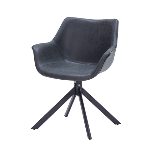 Markley Dining Chair Upholstered in Leather 360-Degree Swivel Armchair