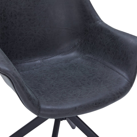 Markley Dining Chair Upholstered in Leather 360-Degree Swivel Armchair