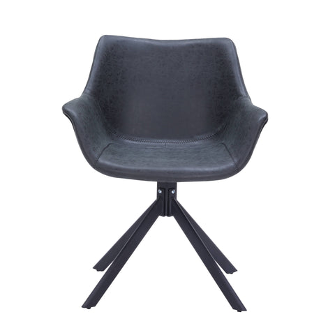 Markley Dining Chair Upholstered in Leather 360-Degree Swivel Armchair