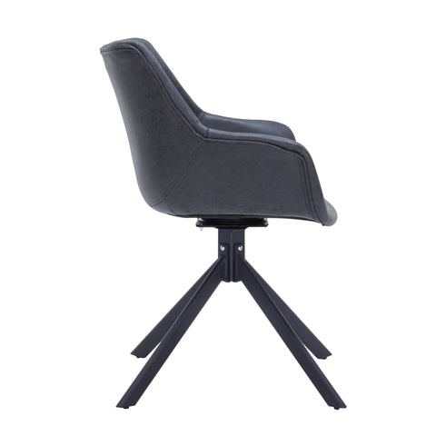 Markley Dining Chair Upholstered in Leather 360-Degree Swivel Armchair