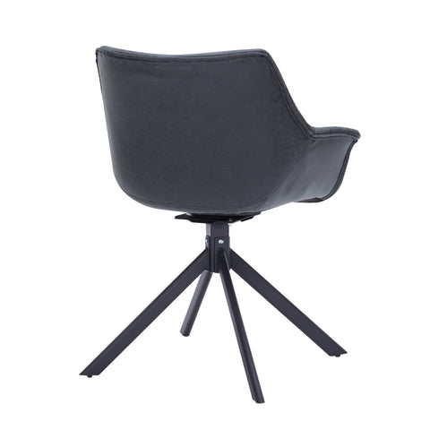 Markley Dining Chair Upholstered in Leather 360-Degree Swivel Armchair