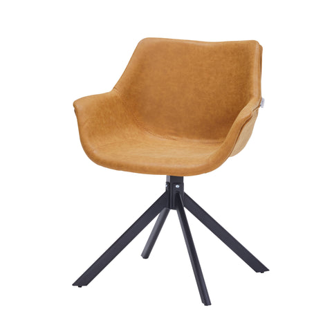 Markley Dining Chair Upholstered in Leather 360-Degree Swivel Armchair