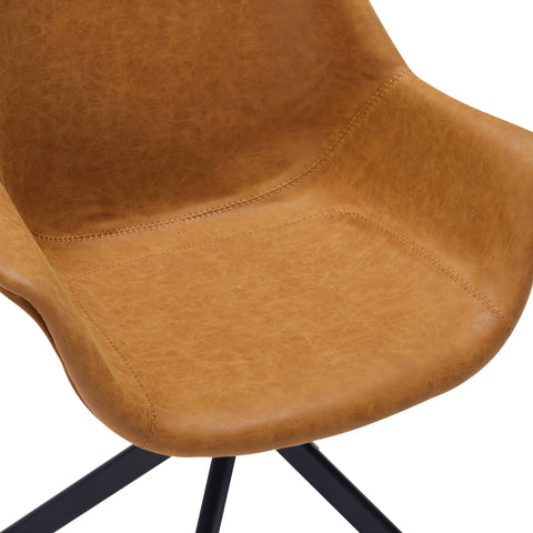 Markley Dining Chair Upholstered in Leather 360-Degree Swivel Armchair