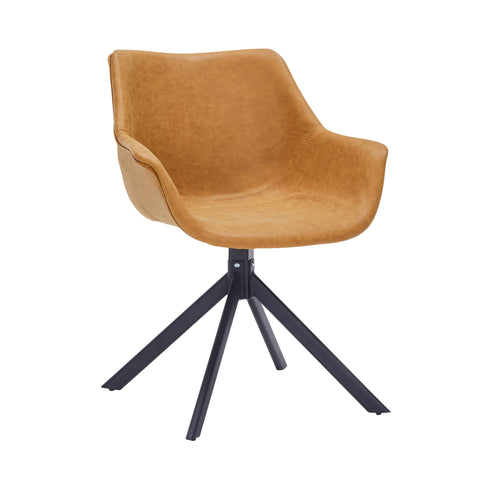 Markley Dining Chair Upholstered in Leather 360-Degree Swivel Armchair