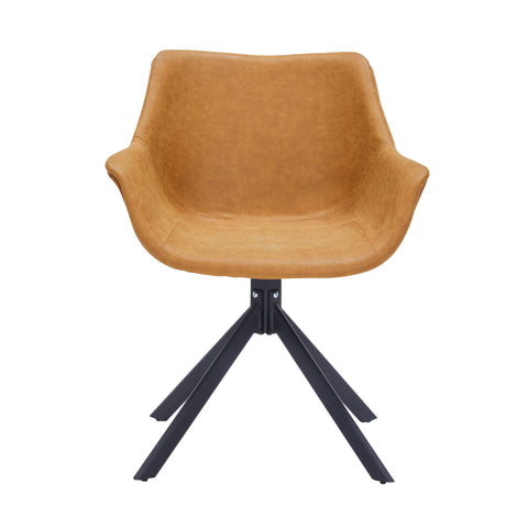 Markley Dining Chair Upholstered in Leather 360-Degree Swivel Armchair