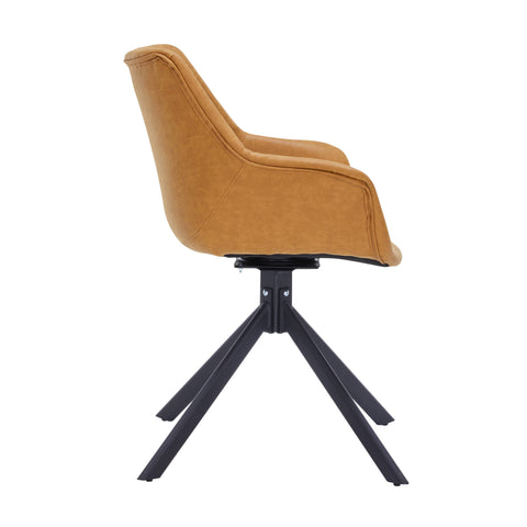 Markley Dining Chair Upholstered in Leather 360-Degree Swivel Armchair