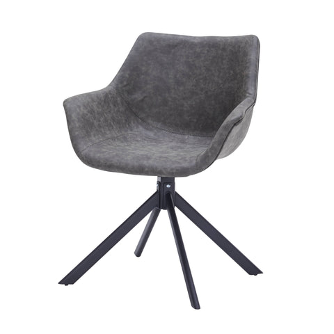 Markley Dining Chair Upholstered in Leather 360-Degree Swivel Armchair