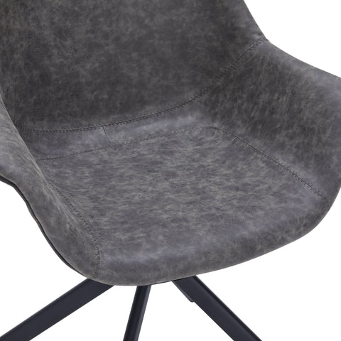 Markley Dining Chair Upholstered in Leather 360-Degree Swivel Armchair