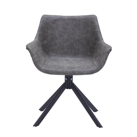 Markley Dining Chair Upholstered in Leather 360-Degree Swivel Armchair