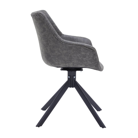 Markley Dining Chair Upholstered in Leather 360-Degree Swivel Armchair