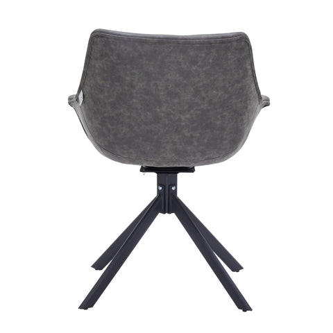 Markley Dining Chair Upholstered in Leather 360-Degree Swivel Armchair